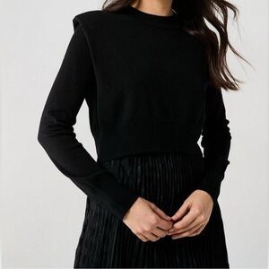All Saints Black Wool Crop Sweater NWOT